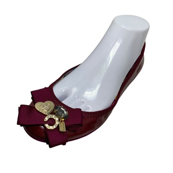 Coach Poppy Caper Magenta Patent Leather Embellished Ballet Flats‎ - Picture 2 of 13
